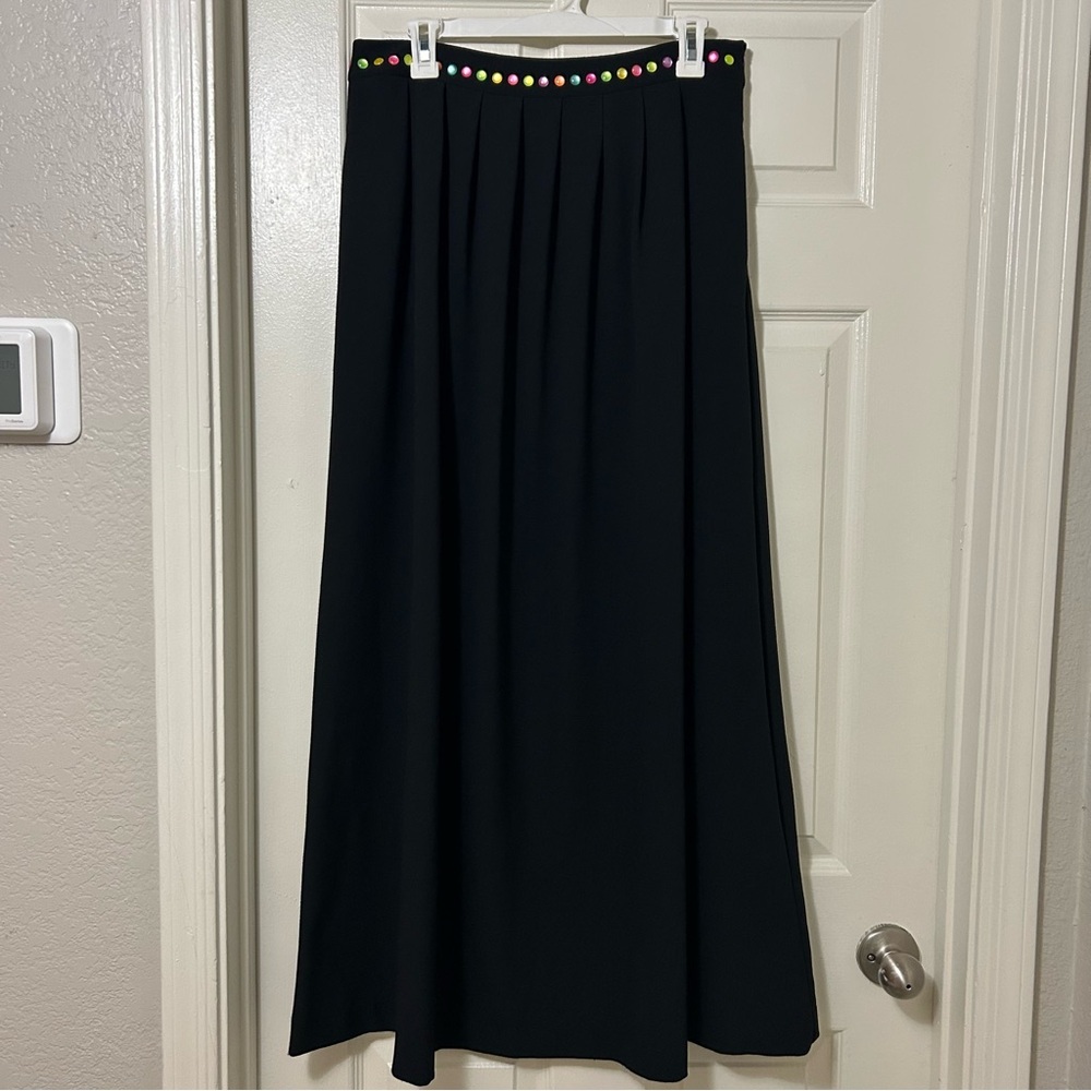 Love Moschino Black Maxi Skirt with Rainbow Accents at Waist Size 10